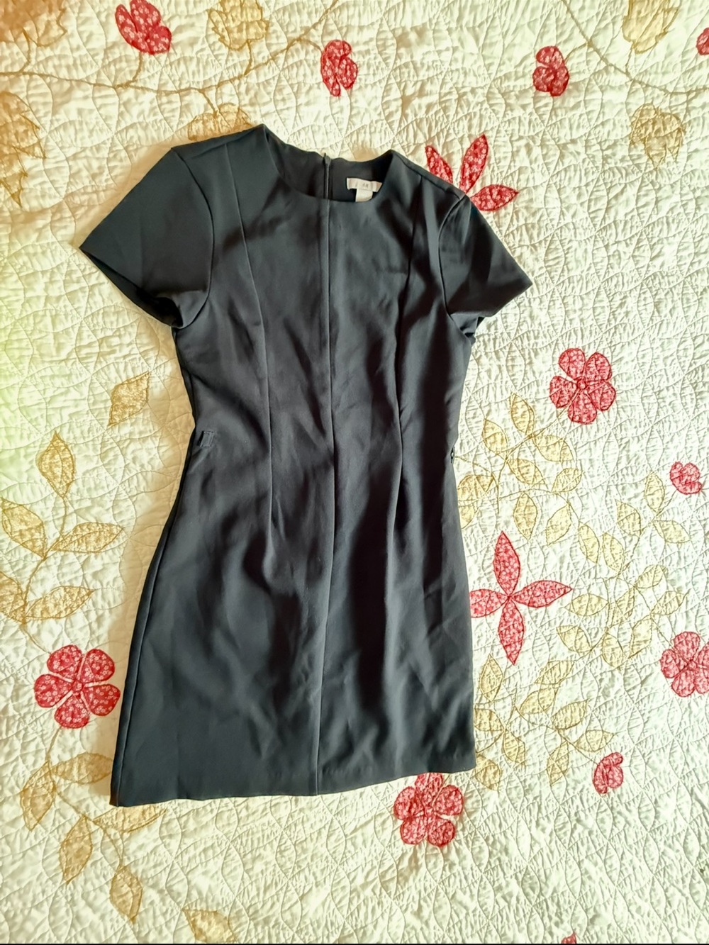 H&M Classic Short-Sleeve Black Sheath Dress, Small